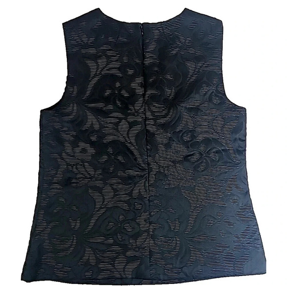 Theory Shell C Aster Jacquard Blouse Top Women's Large Black Sleeveless - Picture 2 of 6